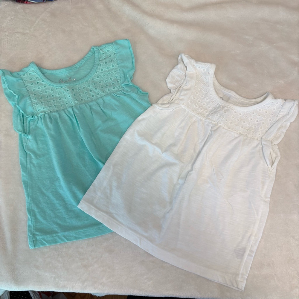 Cherokee 4t tank top set of two white and teal solid color lace